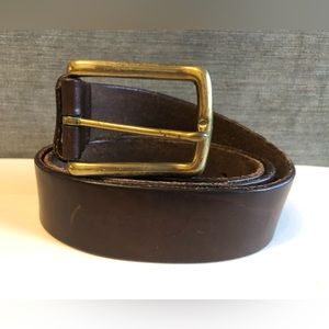 Calvin Klein Jeans leather brown men’s belt size about 40” brass hardware